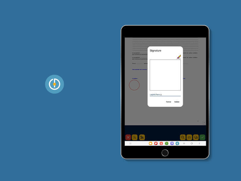 signature sur l'application opendoc sur tablette