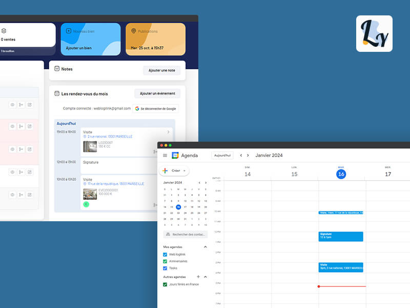exemples pages agenda du logiciel
